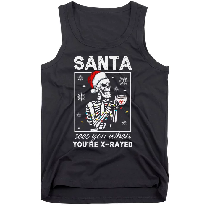 Radiology Christmas Skeleton Santa Rad Tech Xray Tech Tank Top