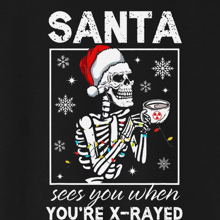 Radiology Christmas Skeleton Santa Rad Tech Xray Tech Women's Crop Top Tee