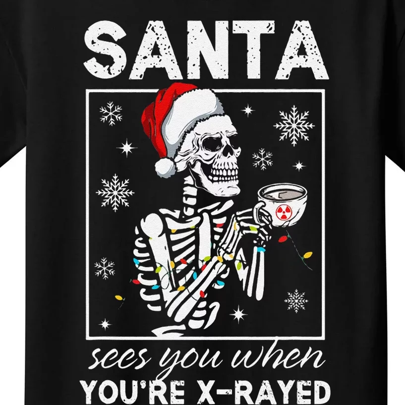 Radiology Christmas Skeleton Santa Rad Tech Xray Tech Kids T-Shirt