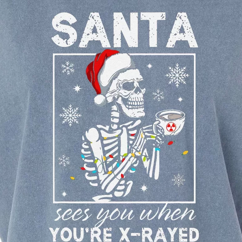 Radiology Christmas Skeleton Santa Rad Tech Xray Tech Garment-Dyed Women's Muscle Tee