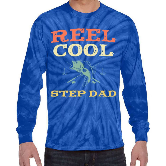 Reel Cool Stepgiftdad Fishing Fisher Funny Vintage Stepdad Gift Tie-Dye Long Sleeve Shirt