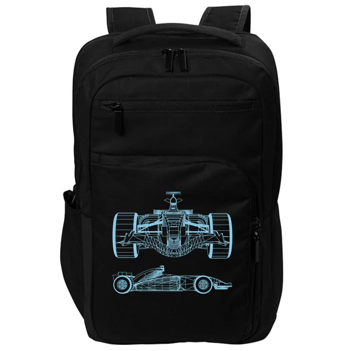 Racing Car Schematic Engineer Formula Team Fan Impact Tech Backpack