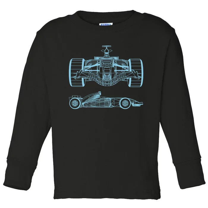 Racing Car Schematic Engineer Formula Team Fan Toddler Long Sleeve Shirt