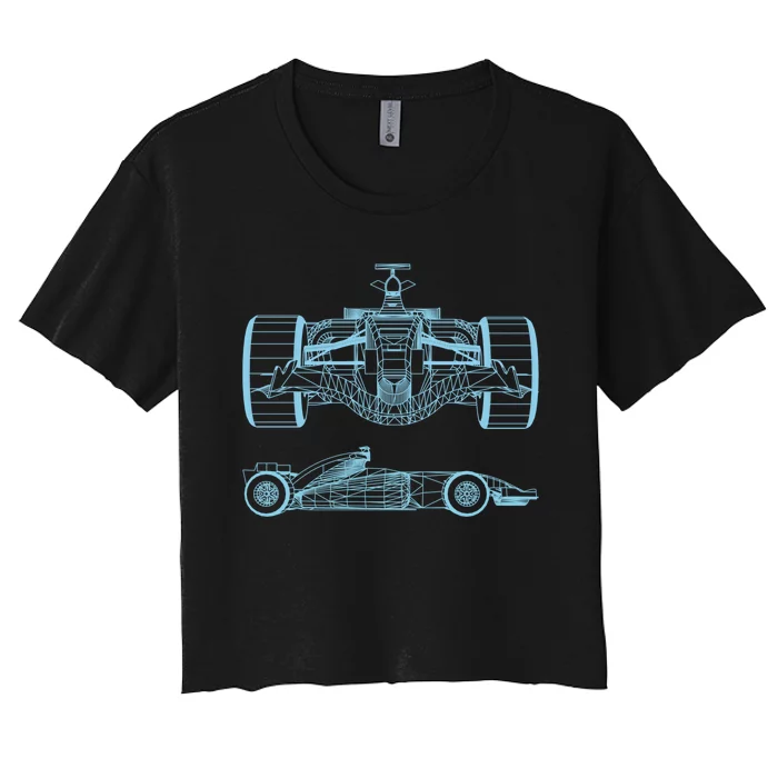 Racing Car Schematic Engineer Formula Team Fan Women's Crop Top Tee