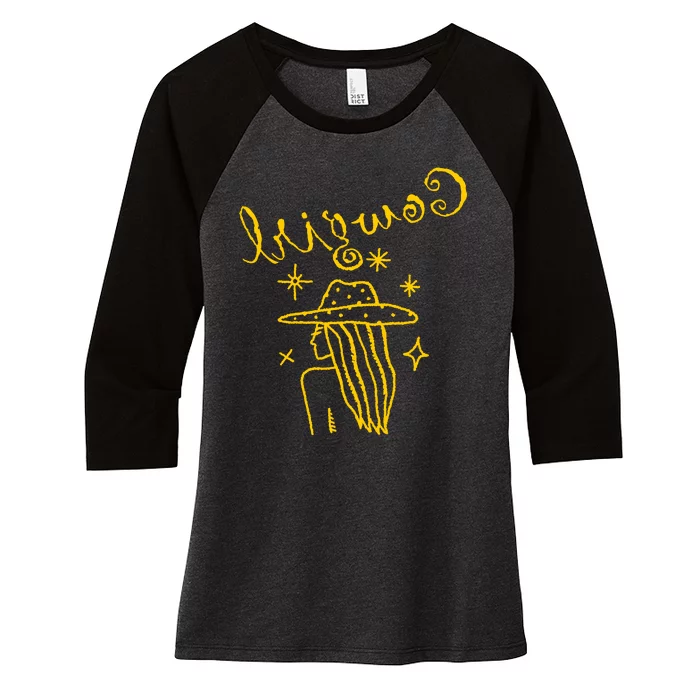 Reverse Cowgirl Script Stars Logo Women's Tri-Blend 3/4-Sleeve Raglan Shirt