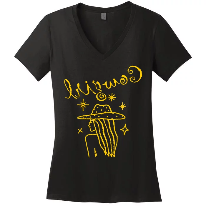 Reverse Cowgirl Script Stars Logo Women's V-Neck T-Shirt