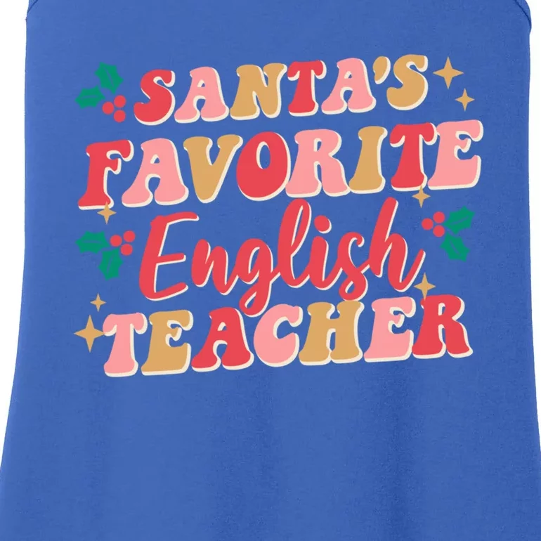 Retro Christmas School Santas Favorite English Teacher Gift Ladies Essential Tank