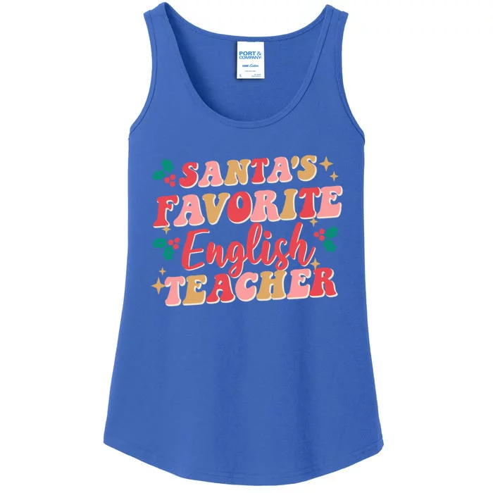 Retro Christmas School Santas Favorite English Teacher Gift Ladies Essential Tank