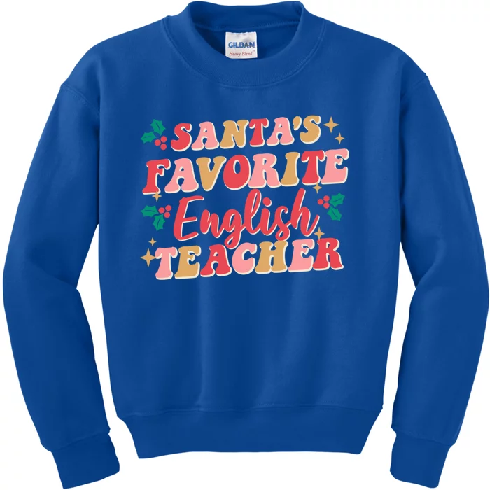 Retro Christmas School Santas Favorite English Teacher Gift Kids Sweatshirt