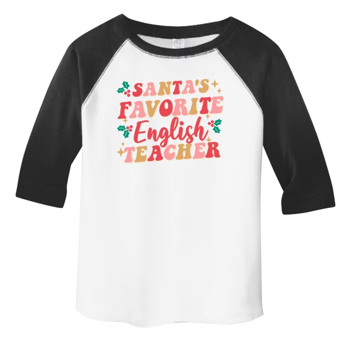 Retro Christmas School Santas Favorite English Teacher Gift Toddler Fine Jersey T-Shirt