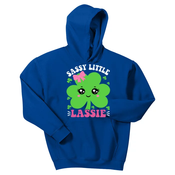 Retro Cute St Patricks Day Sassy Little Lassie Kids Hoodie