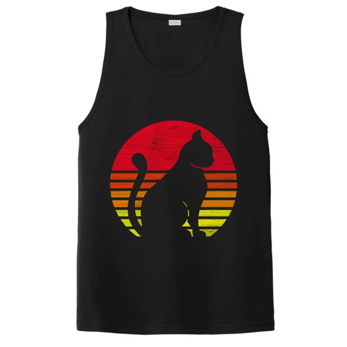 Retro Cat Silhouette Cute Gift Performance Tank