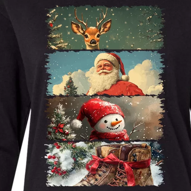 Retro Christmas Story Line Womens Cotton Relaxed Long Sleeve T-Shirt