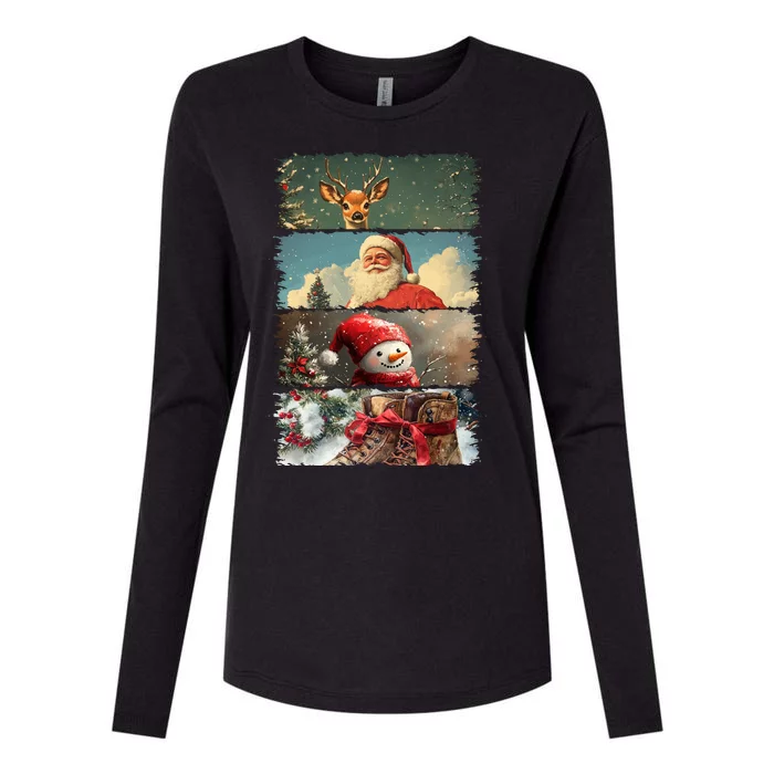 Retro Christmas Story Line Womens Cotton Relaxed Long Sleeve T-Shirt