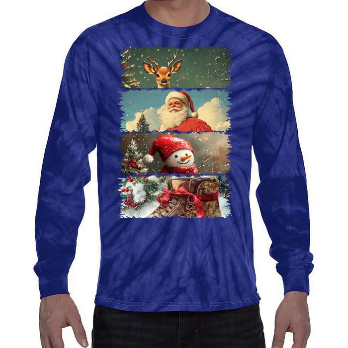 Retro Christmas Story Line Tie-Dye Long Sleeve Shirt