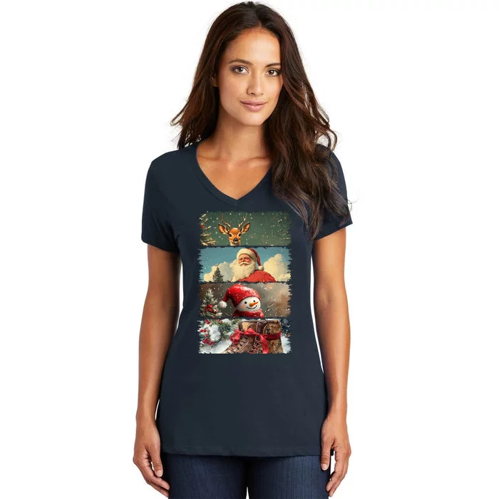 Retro Christmas Story Line Women's V-Neck T-Shirt