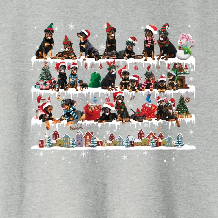 Rottweiler Christmas Snow Layers Santa Dog Ugly Xmas Gift Women's Crop Top Tee