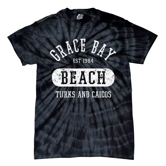 Retro College Style Grace Bay Turks & Caicos Distressed Tie-Dye T-Shirt