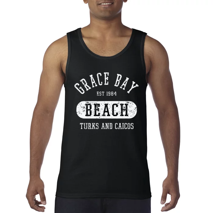 Retro College Style Grace Bay Turks & Caicos Distressed Tank Top