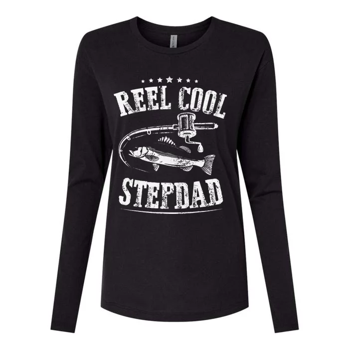 Reel Cool Stepdad Fishing Gift For Father Day Womens Cotton Relaxed Long Sleeve T-Shirt