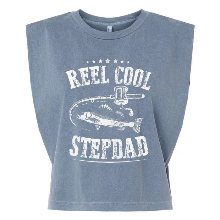 Reel Cool Stepdad Fishing Gift For Father Day Garment-Dyed Women's Muscle Tee