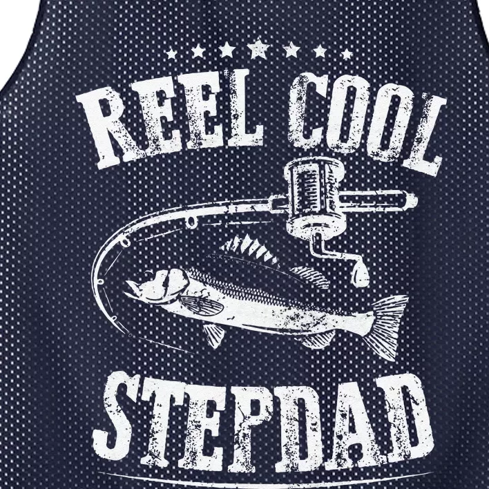 Reel Cool Stepdad Fishing Gift For Father Day Mesh Reversible Basketball Jersey Tank