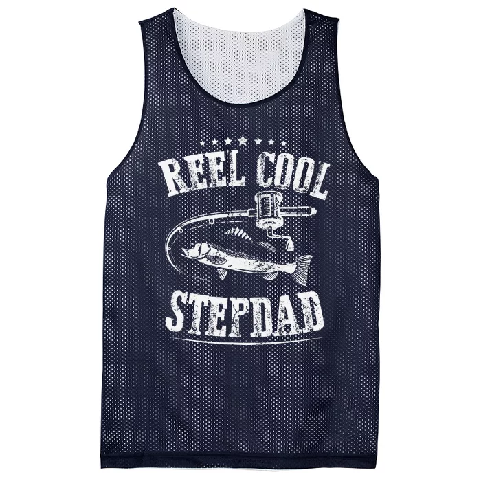 Reel Cool Stepdad Fishing Gift For Father Day Mesh Reversible Basketball Jersey Tank