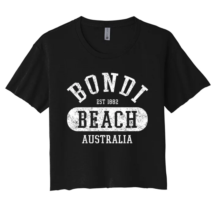 Retro College Style Bondi Beach Australia Women's Crop Top Tee