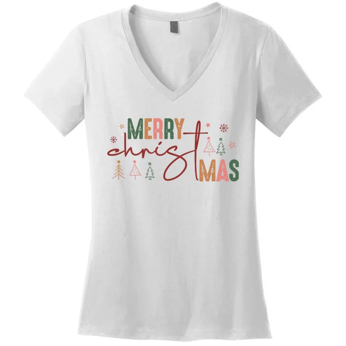 Retro Christmas Santa Claus Women's V-Neck T-Shirt