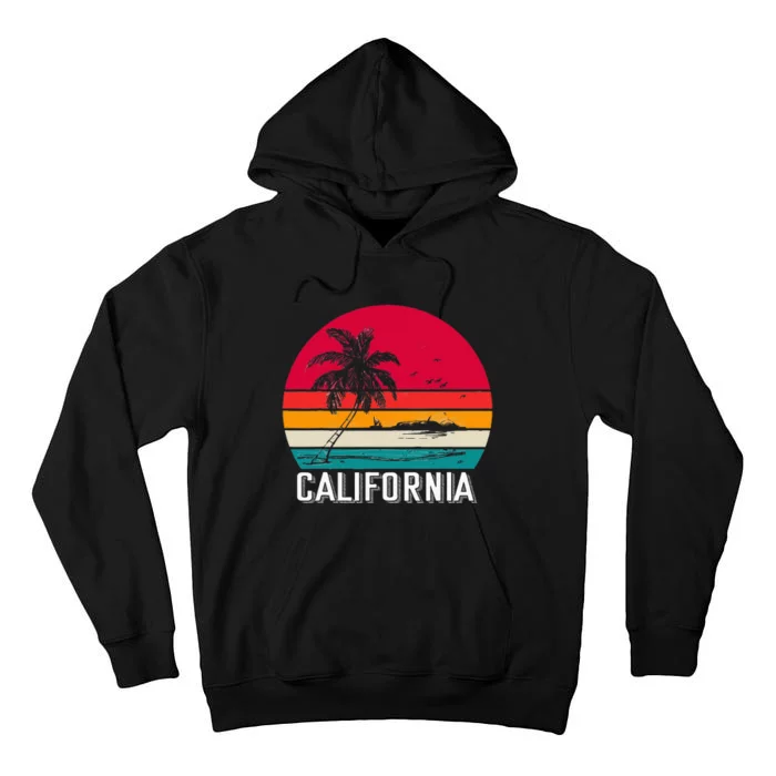 Retro California Surf Vintage Beach Cali 70s Venice Palm Sun Tall Hoodie