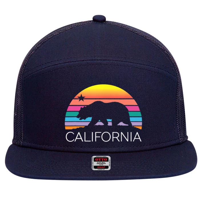 Retro California Surf Vintage Beach Cali 80s Venice Palm Sun 7 Panel Mesh Trucker Snapback Hat