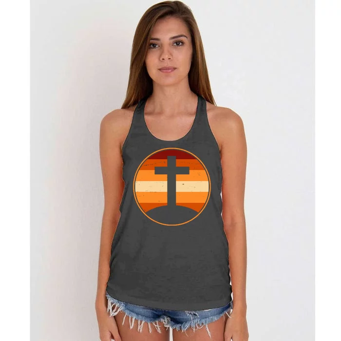 Retro Cross Sunset Women's Knotted Racerback Tank