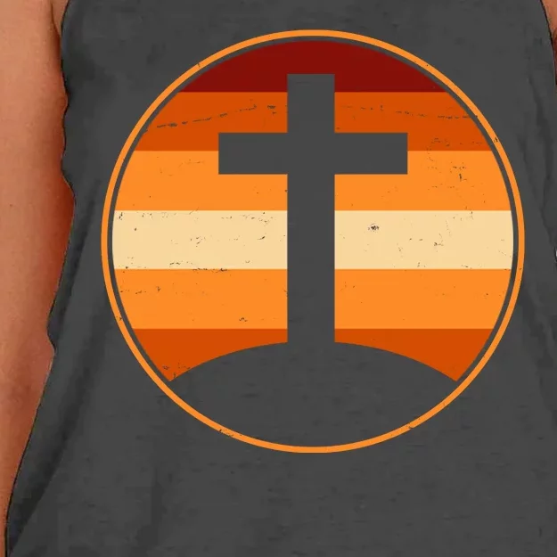 Retro Cross Sunset Women's Knotted Racerback Tank