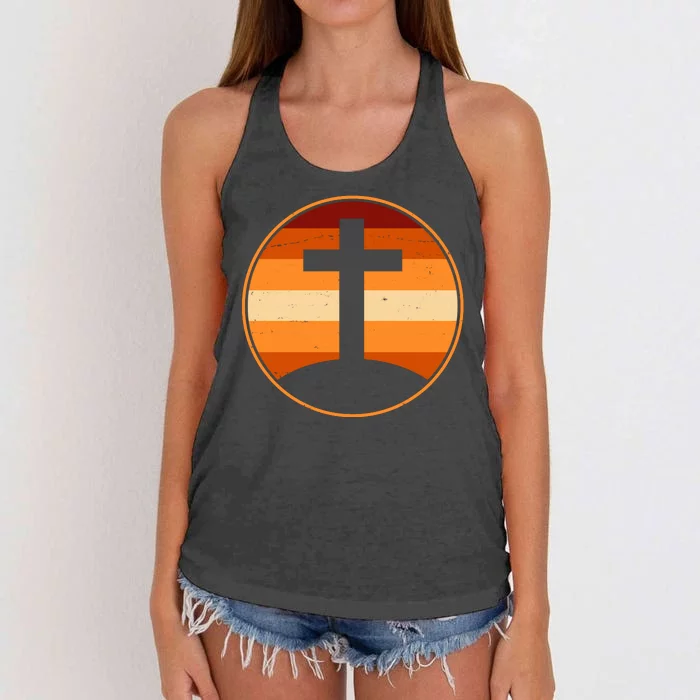 Retro Cross Sunset Women's Knotted Racerback Tank