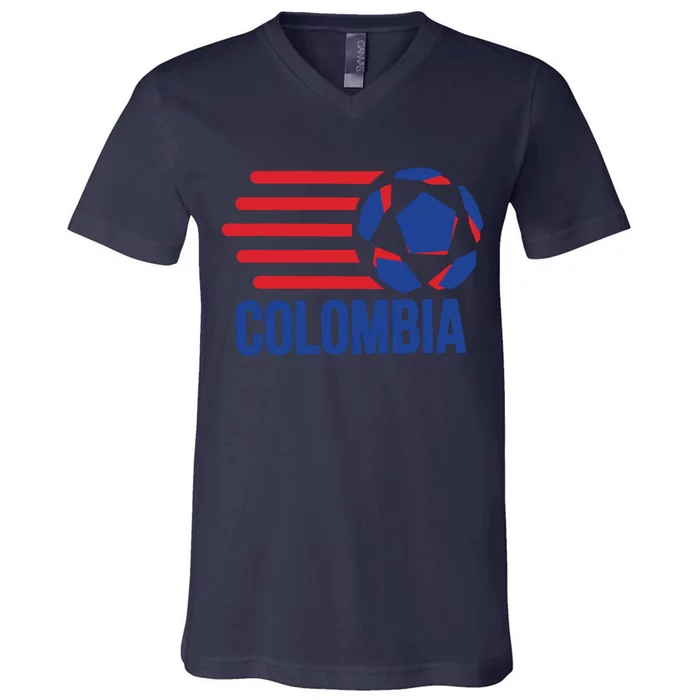 Retro Colombia Soccer 2018 V-Neck T-Shirt