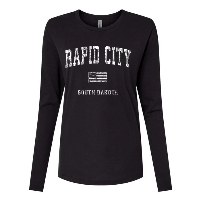 Rapid City South Dakota Sd Vintage American Flag Womens Cotton Relaxed Long Sleeve T-Shirt