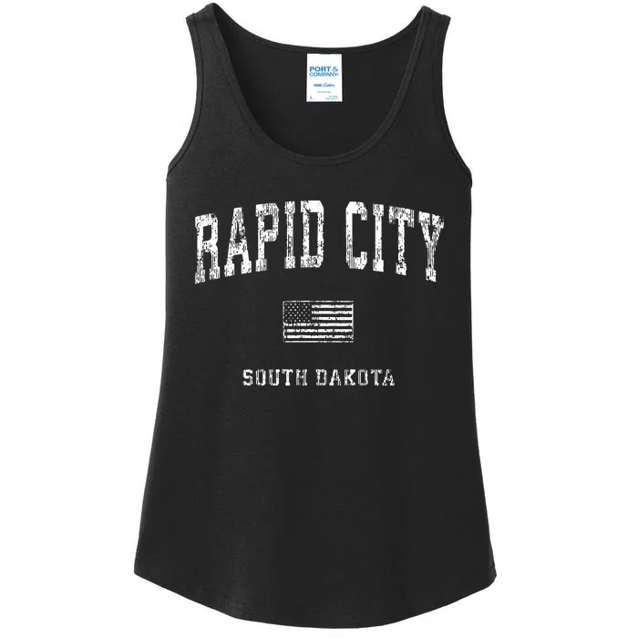 Rapid City South Dakota Sd Vintage American Flag Ladies Essential Tank