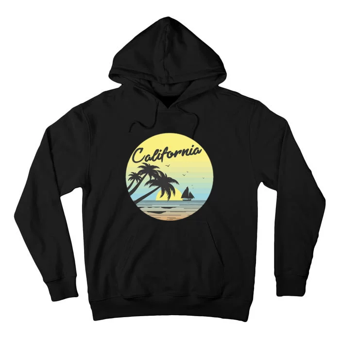 Retro California Surf Vintage Beach Cali 70s Venice Palm Sun Tall Hoodie