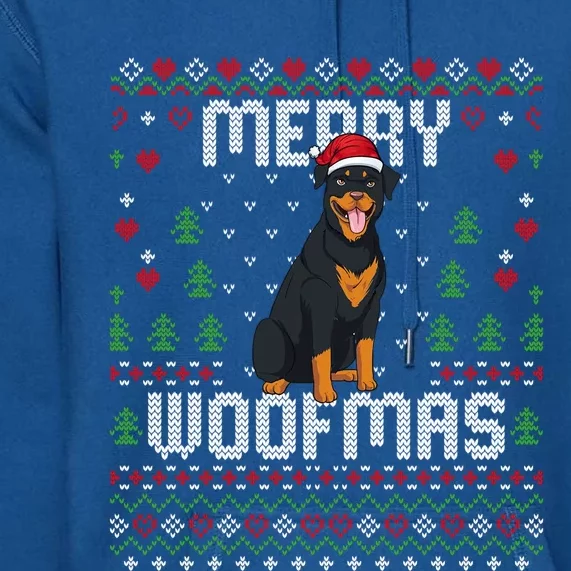 Rottweiler Christmas Sweater Ugly Xmas Merry Woofmas Funny Gift Premium Hoodie