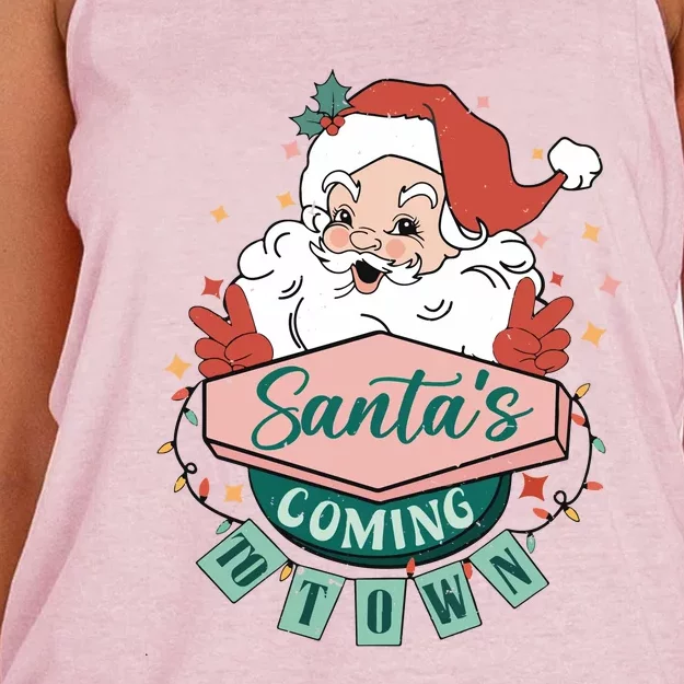 Retro Christmas Santa Baby Love Christmas Women's Knotted Racerback Tank