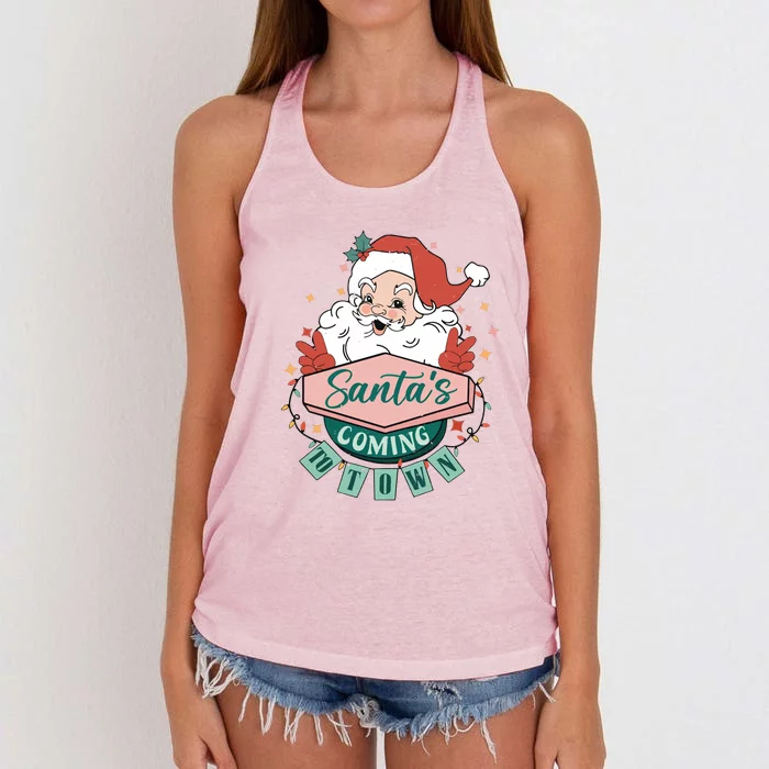 Retro Christmas Santa Baby Love Christmas Women's Knotted Racerback Tank