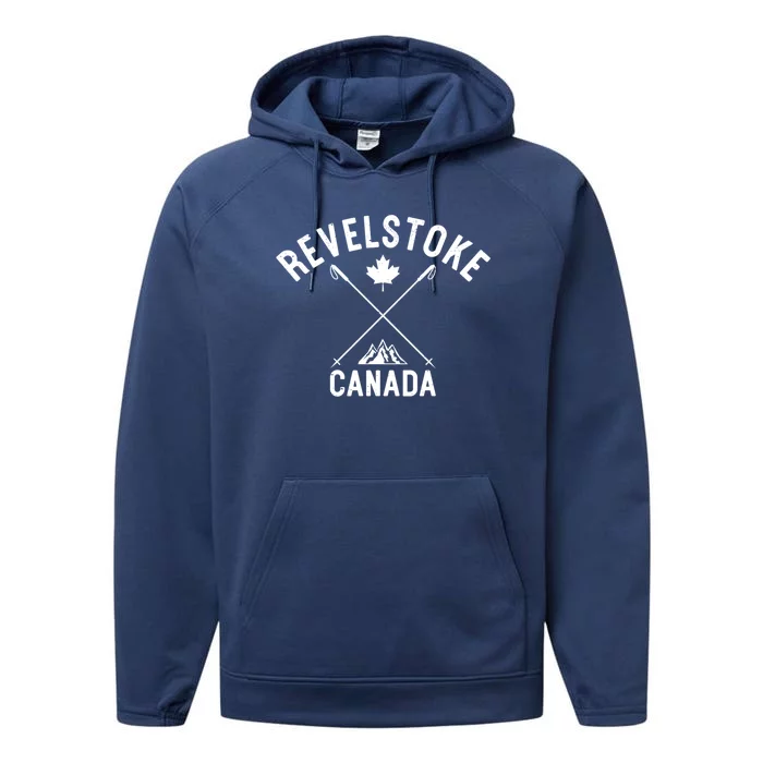 Revelstoke Canada Ski Gift Performance Fleece Hoodie