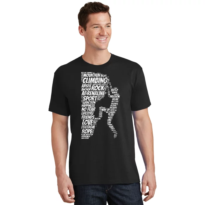 Rock Climbing Shape Typography T-Shirt