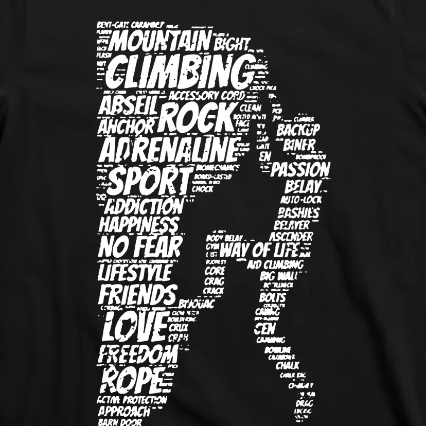 Rock Climbing Shape Typography T-Shirt