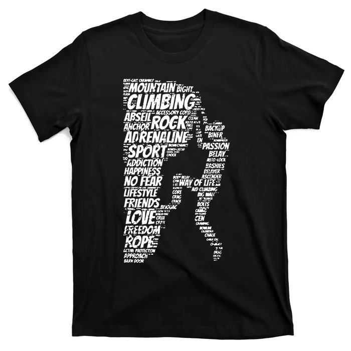 Rock Climbing Shape Typography T-Shirt