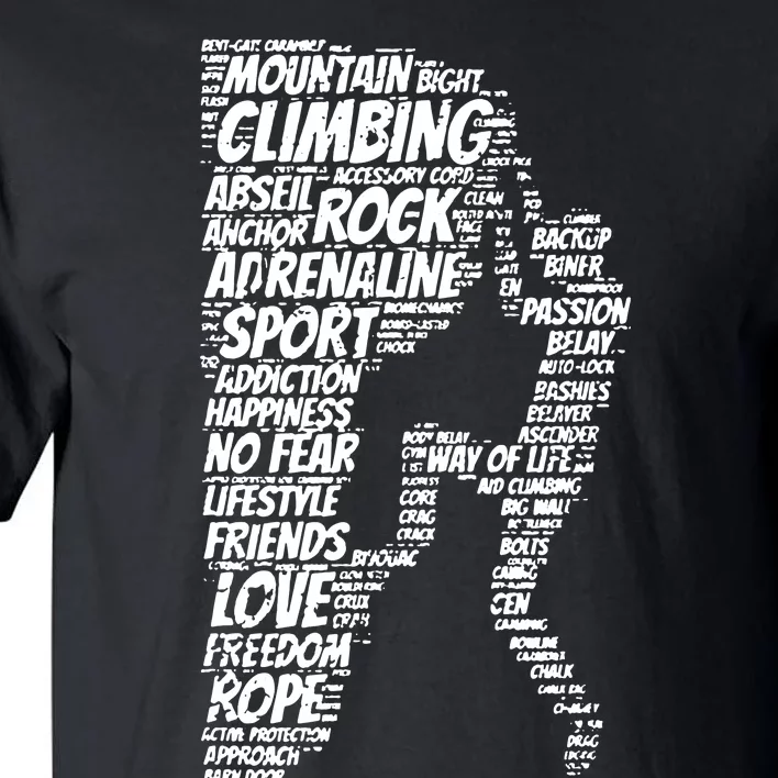 Rock Climbing Shape Typography Tall T-Shirt