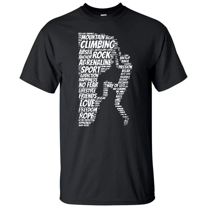 Rock Climbing Shape Typography Tall T-Shirt