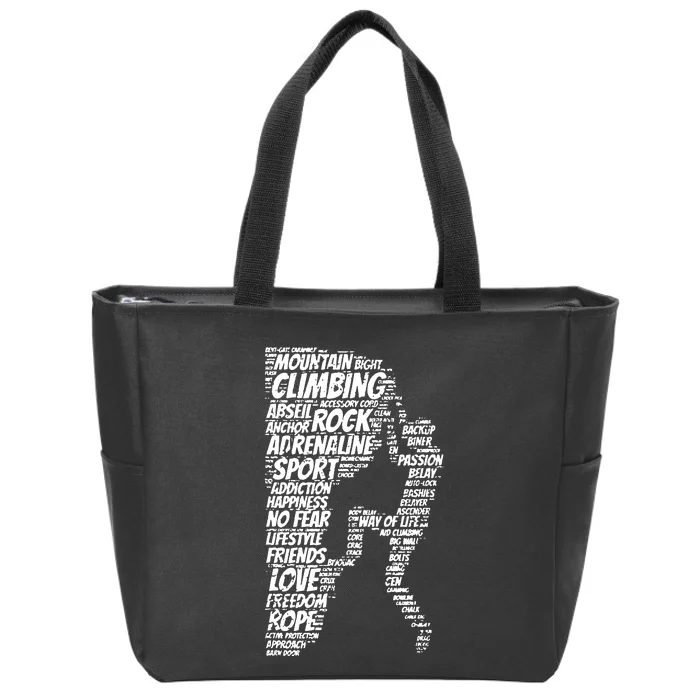 Rock Climbing Shape Typography Zip Tote Bag