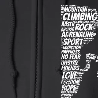 Rock Climbing Shape Typography Full Zip Hoodie