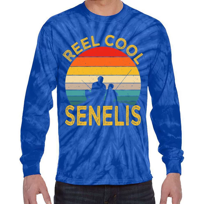 Reel Cool Senelis Fishing Daddy Vintage Grandpa Fathers Day Gift Tie-Dye Long Sleeve Shirt